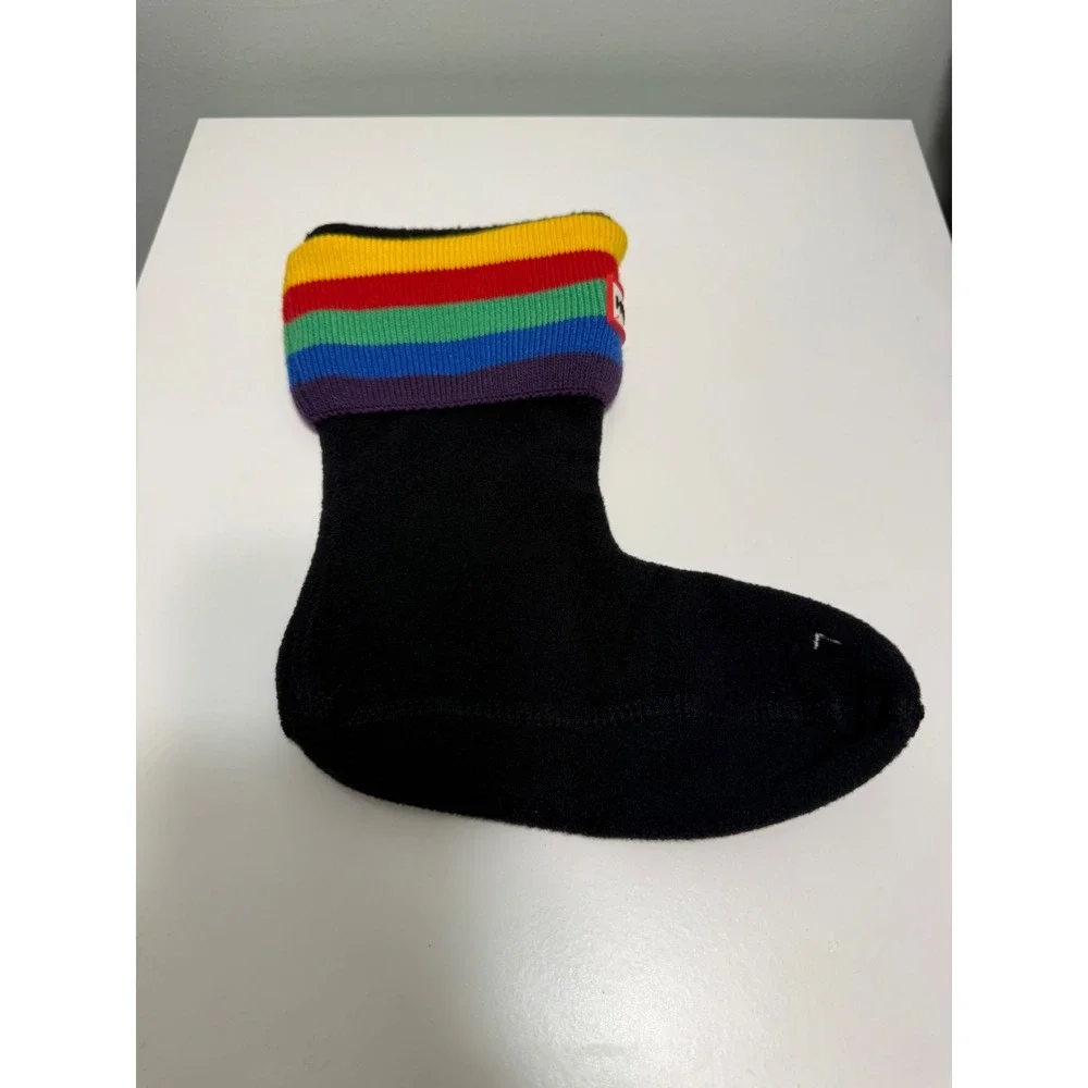 Hunter Kids Rainbow Stripe Fleece Boot Socks Black Medium US 11-13 KAS3425RPY
